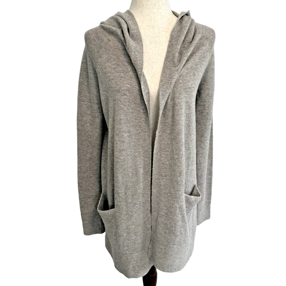 Cashmere Wool Blend Open Front Hooded Cardigan Zella - Size XS - Gray -